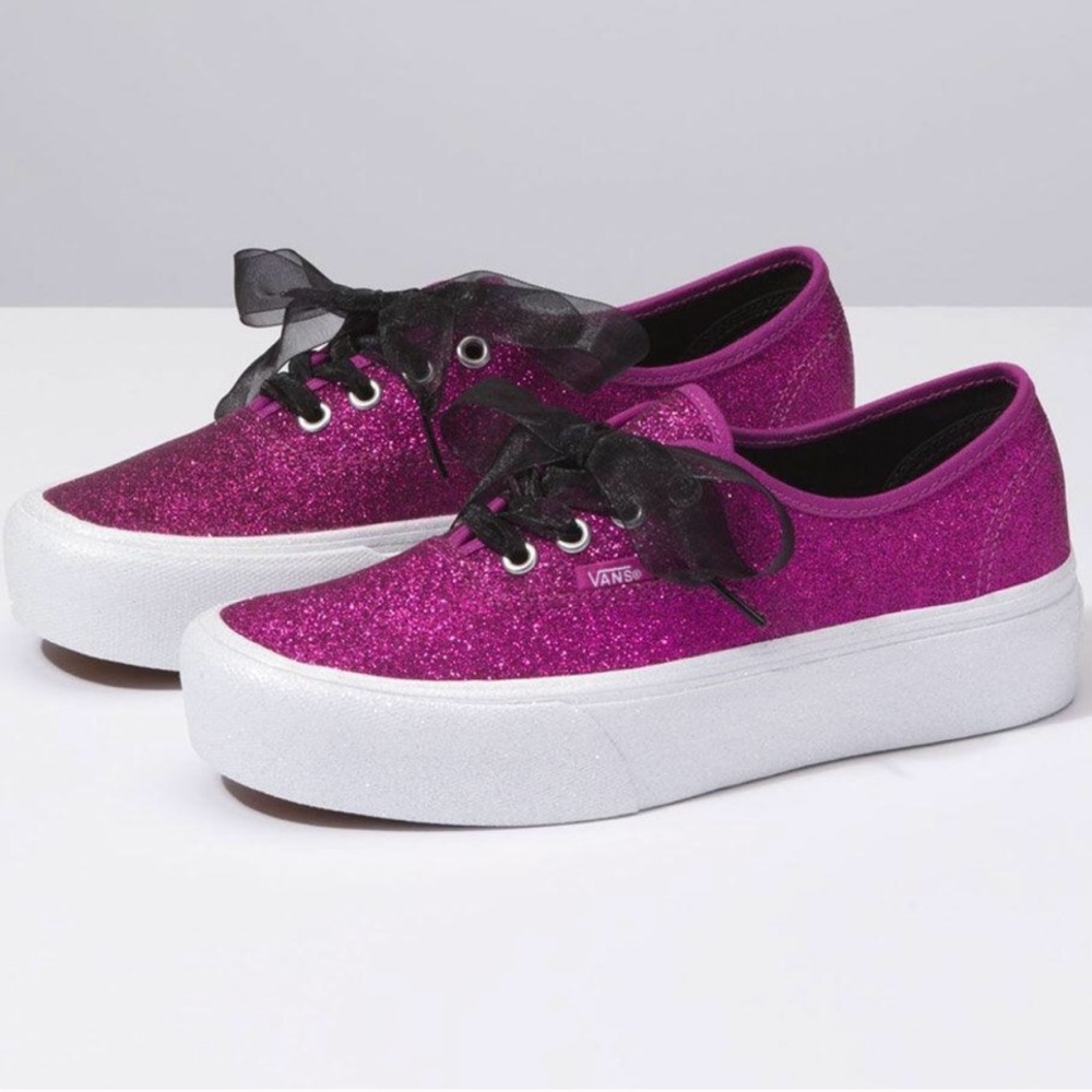 Hot pink platform glitter vans
